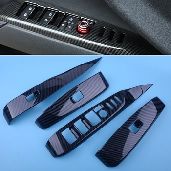 

DWCX 4pcs/set Car Carbon Fiber Window Lift Button Switch Panel Cover Trim Stickers fit for Toyota Camry 2018