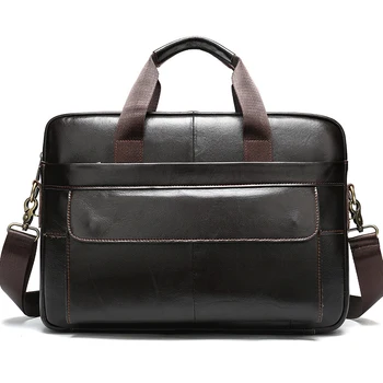 

High Quality Brand Men's Bag Genuine Leather Casual Tote Totes Business Handbags Male OL Work Shoulder Bag Briefcase Tool Bolsa