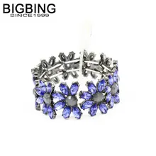 V069 BIGBING ювелирные изделия модный черный синий браслет с цветами из кристаллов модные ювелирные изделия хорошее качество