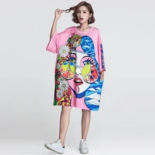 Новинка, летняя мода, женские милые Солнцезащитные очки с красивым принтом, повседневные футболки, розовые длинные топы, крутые хипстерские футболки