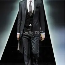 Индивидуальный итальянский стиль темно-серые смокинги для жениха модный мужской костюм из 3 предметов мужские костюмы для свадебного ужина жениха наряд Terno