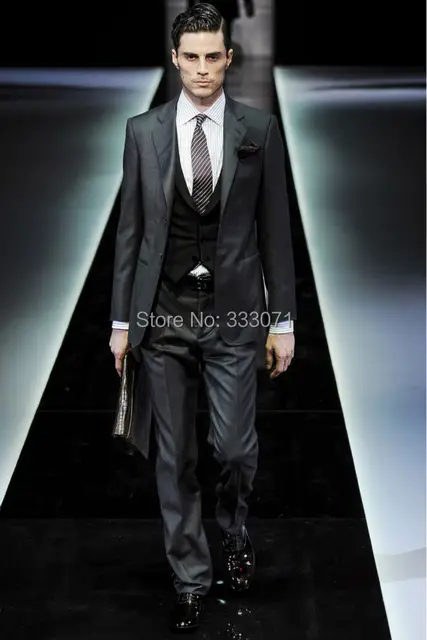 Tailor Made Italian Style Dark Gray Groom Tuxedos Fashion