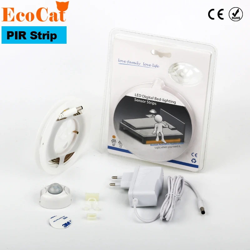 

LED Night Light Motion Activated Flexible LED Strip Sensor Light SMD2835 strip led bedroom pir motion sensor lamp