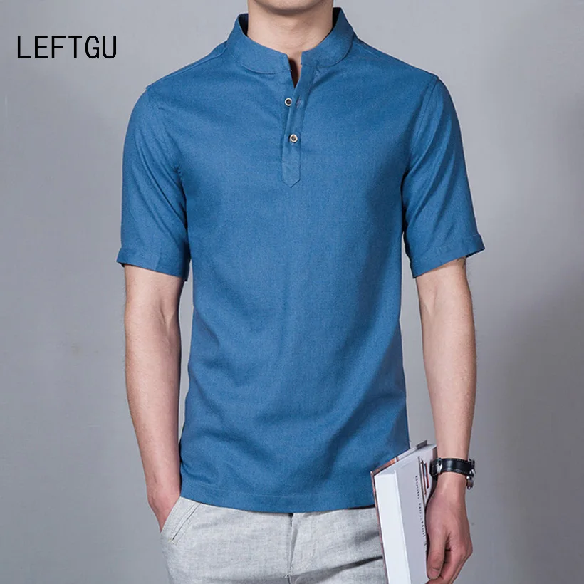 Vente Mode d été courtes Hommes de chemises casual chemise en Lin hommes Marque plus la taille Asiatique taille blanc vert noir bleu gris camisas DX329