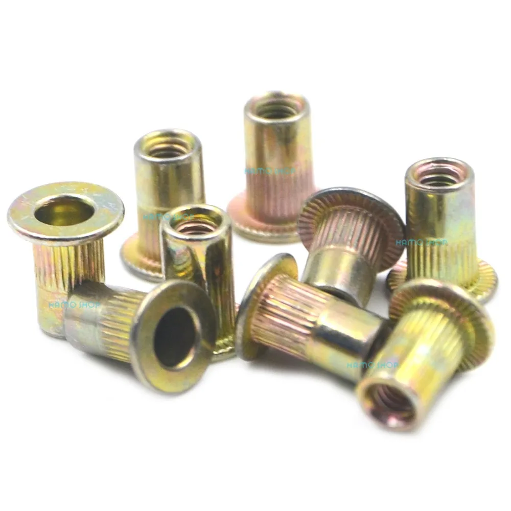 

100pcs M4 Rivet Nut Flat Head Threaded Multi Blind Rivnut Insert Nutsert Steel