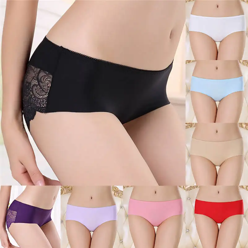 

2019 Fashion Sexy Women's lingerie Panties Women Sexy Pure Cotton knickers ice-Silk Seamless Ladies Underpants Pants 661NK10