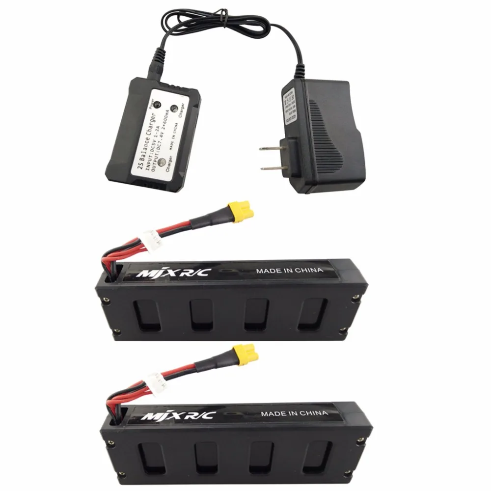 2PCS 7.4V 1800mAh Model Battery with 2 in 1 US Regulator for MJX B3 Bugs 3 B3H BUGS 3H F17 F100 Quadcopter UAV Lithium Battery