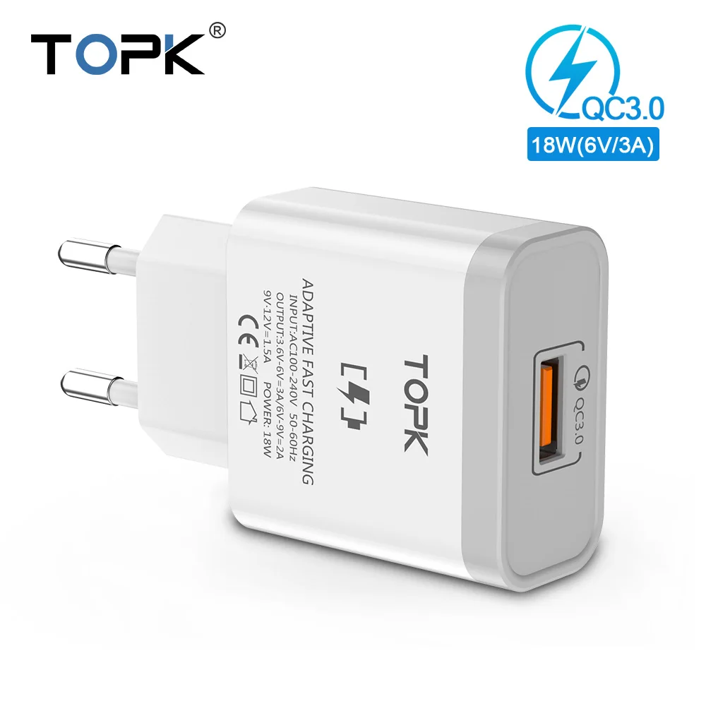 TOPK 18W Quick Charge 3.0 Fast Mobile Phone Charger EU