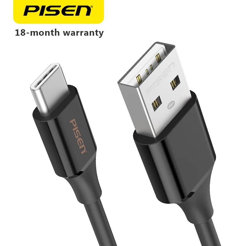 

Pisen 1m 3A Fast Charging Type-C Phone Cable Durable Braided Shield USB C to A Fast Charging Cord for Samsung HTC