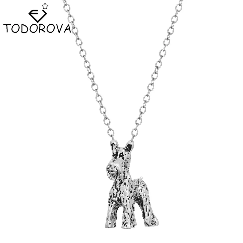 

3D Small Schnauzer Bobtail Dog Breed Pendant for Friends Animal Dog Charm Chain Necklace Brand Jewelry Vintage Accessories