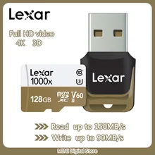 Lexar micro sd 128 Гб карта памяти 16 Гб оперативной памяти, 32 Гб встроенной памяти, UHS-II U3 Max 150 МБ/с. 64 Гб Class10 cartao de memoria карты micro sd