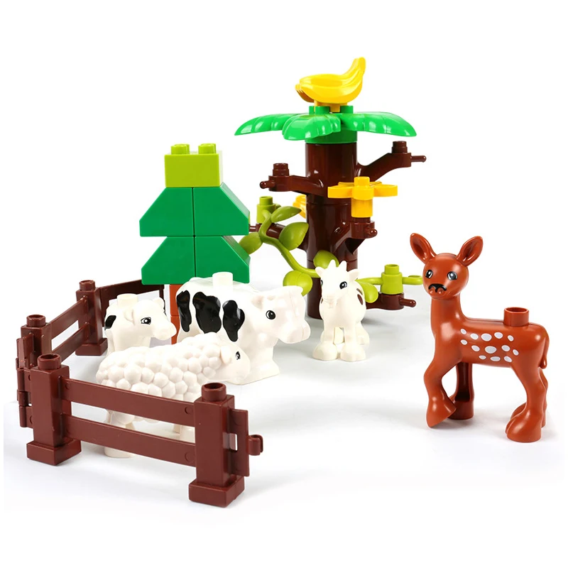 Animal Model Figures Big Building Block Sets Elephant Monkey Dinosaur Horse Kids educational Toys Compatible LegoING For Children Christmas Gifts  (5)
