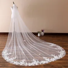 

Women Luxury 3m Ivory/White Long Wedding Veils Appliques Lace Bridal Veil Chapel Veil