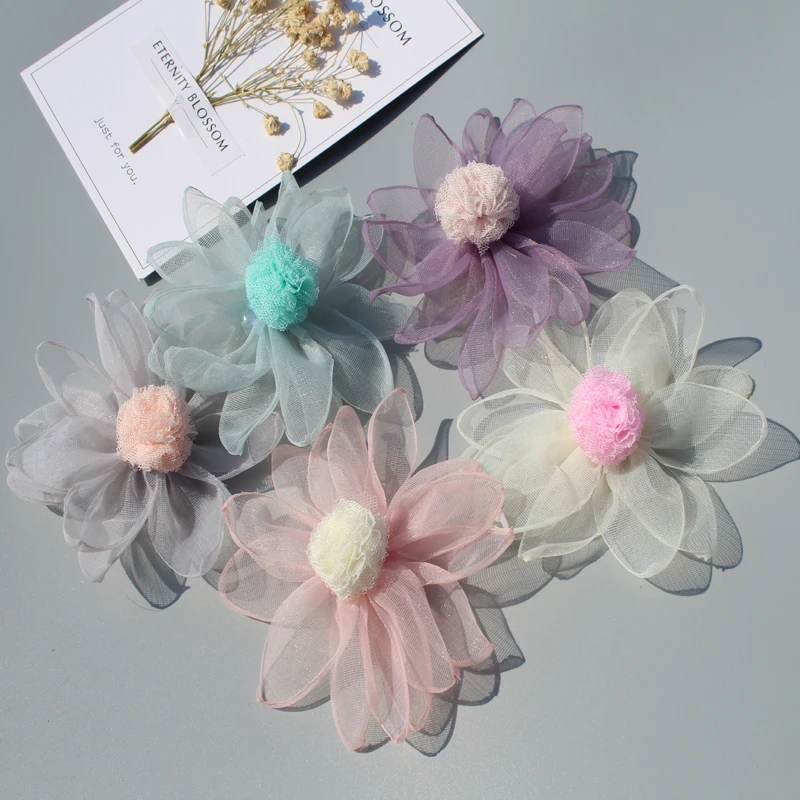 

120pcs/lot 2018 south Korea Style 10CM gauze Flower for kids Headress Hair Accessories Girls handmade Flowers for headband