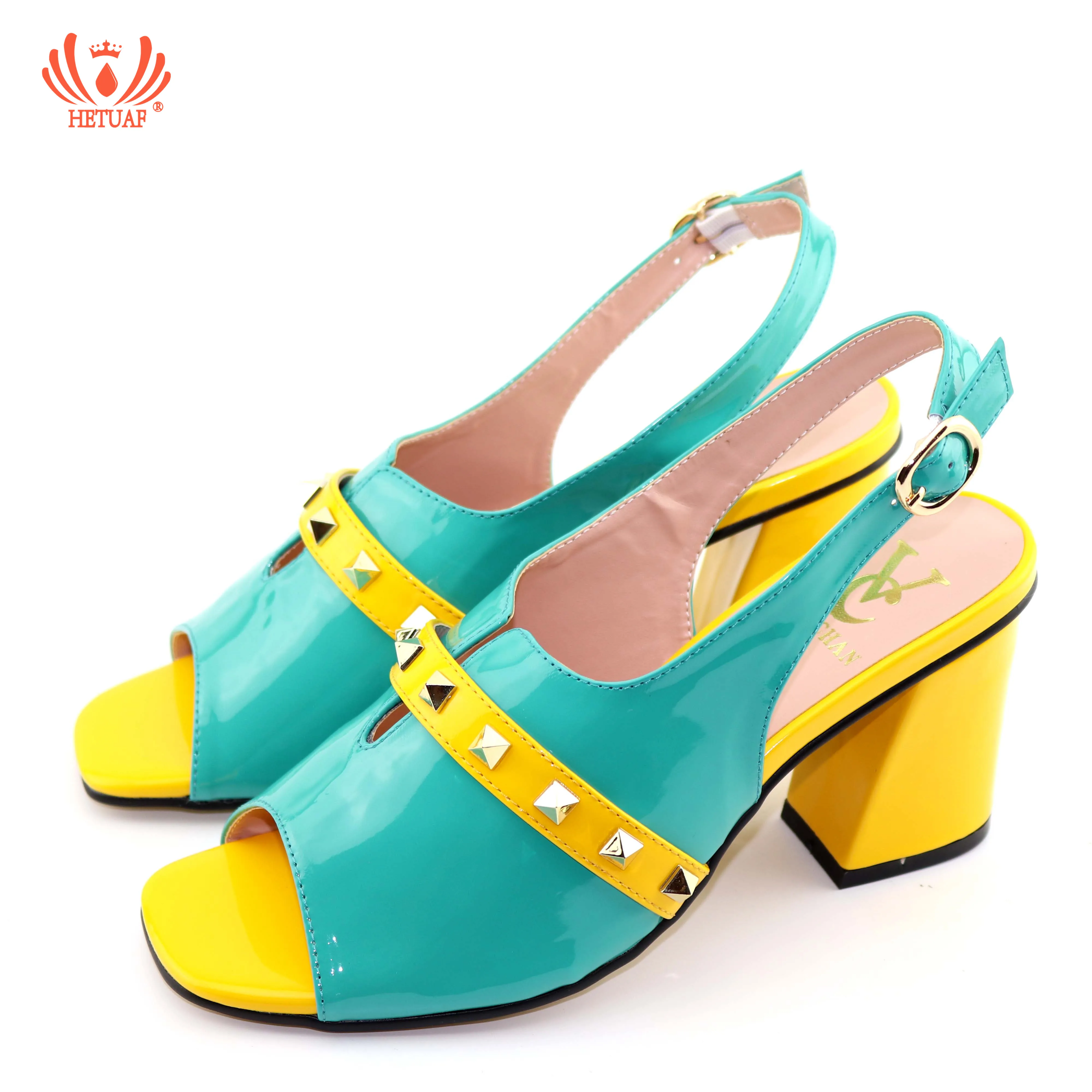 

African Lady Wedding Shoes Without Bag Matching Set Novelty Italian Shoes Nigerian Summer Sandals Shoes Yellow Color High Heels