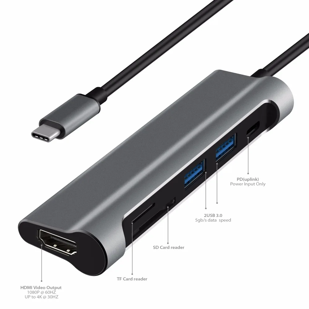 DZLST usb type C 3,1-USB 3,0/HDMI 4 K/SD кард-ридер/PD Thunderbolt 3 концентратор для MacBook samsung S9 huawei mate 10/P20 алюминий