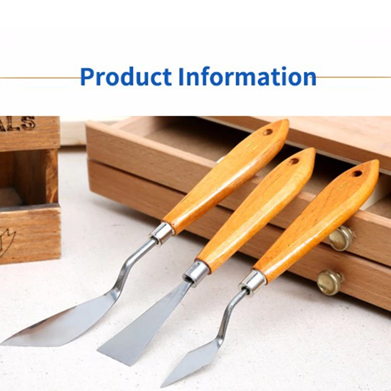  1Set 3Pcs Mixed Stainless Steel Palette Scraper Set Spatula Knives For Artist Oil Painting Tools Pa