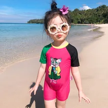 Summer Cartoon Printed Girls Swimsuit Children Sets With Hat For 75-125cm Summer Cartoon Printed Girls Swimsuit Children Sets With Hat For 75-125cm