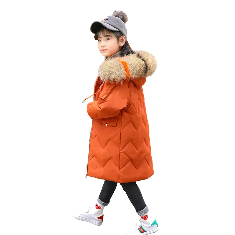 

Teenage Girls Winter Coats 2018 New Children Winter Jacket Kids Warm Thick Fur Collar Hooded Long Down Coats Age 8 10 12 14 Year