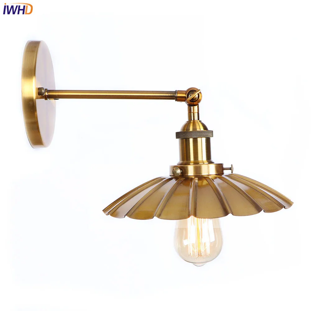 IWHD Golden Antique Vintage LED Wall Lamp Beside Living Room Edison Loft ndustrial Wall Lights Sconce Wandlampen Lampara Pared