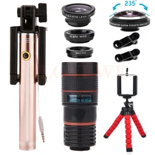 Все в 1 8X Телеобъектив зум линзы 235 градусов линзы Рыбий глаз широкоугольный телескоп макрообъектив для смартфона с селфи палкой