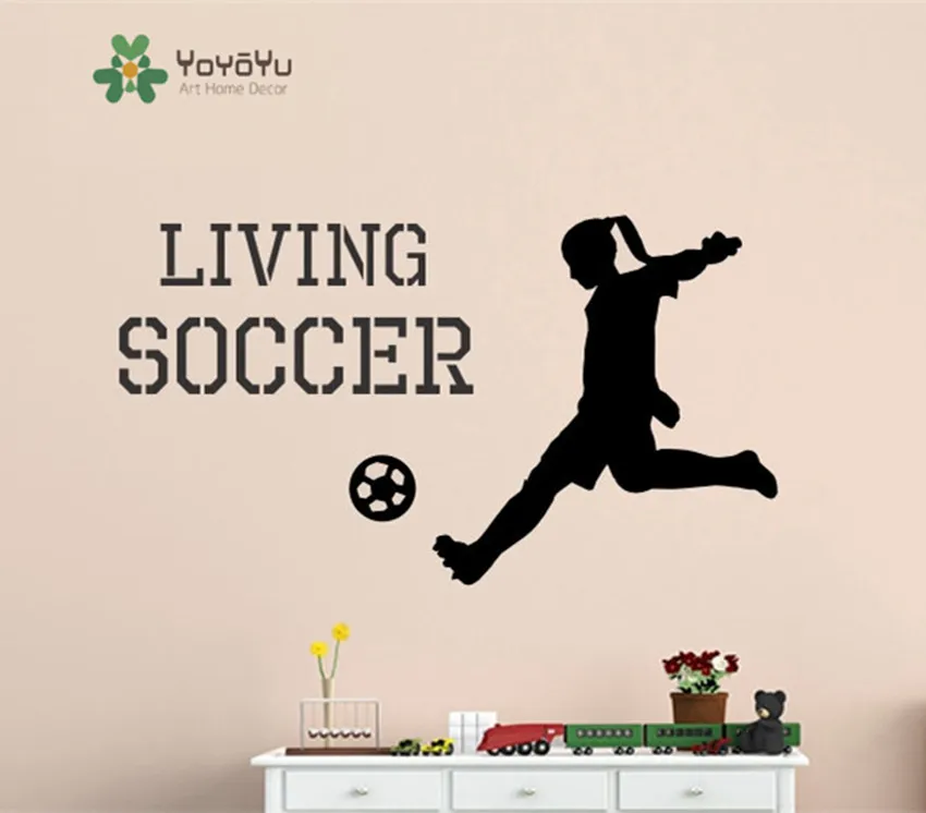 

Removable Sports Wall Decal Vinyl Decal Sticker Girl Living Soccer Home Decor Wall Sticker Bedroom Girls Football Mural NY-29