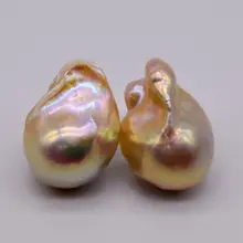 Красочные серьги. Розовый барочный жемчуг. Большие жемчужные серьги. 925 серебро. Для женщин серьги