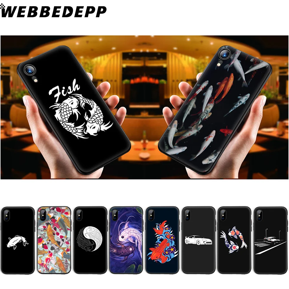 WEBBEDEPP Koi Fish Japan Car Soft Silicone Case for iPhone 11 Pro Xr Xs Max X or 10 8 7 6 6S Plus 5 5S SE |
