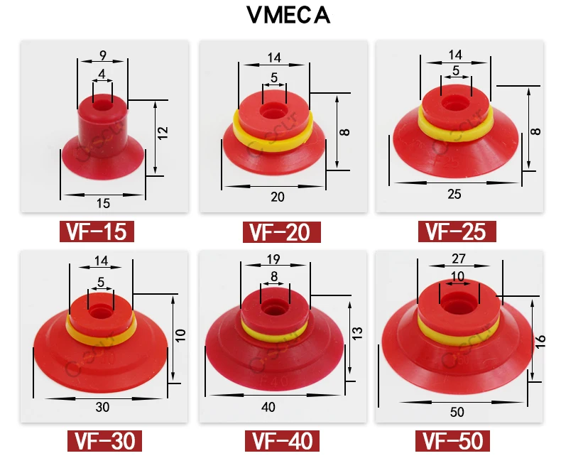 10 шт. Вакуумная присоска красная силиконовая присоска Однослойная/двухслойная устойчивость к высокой температуре масляная присоска VMECA серия патрон