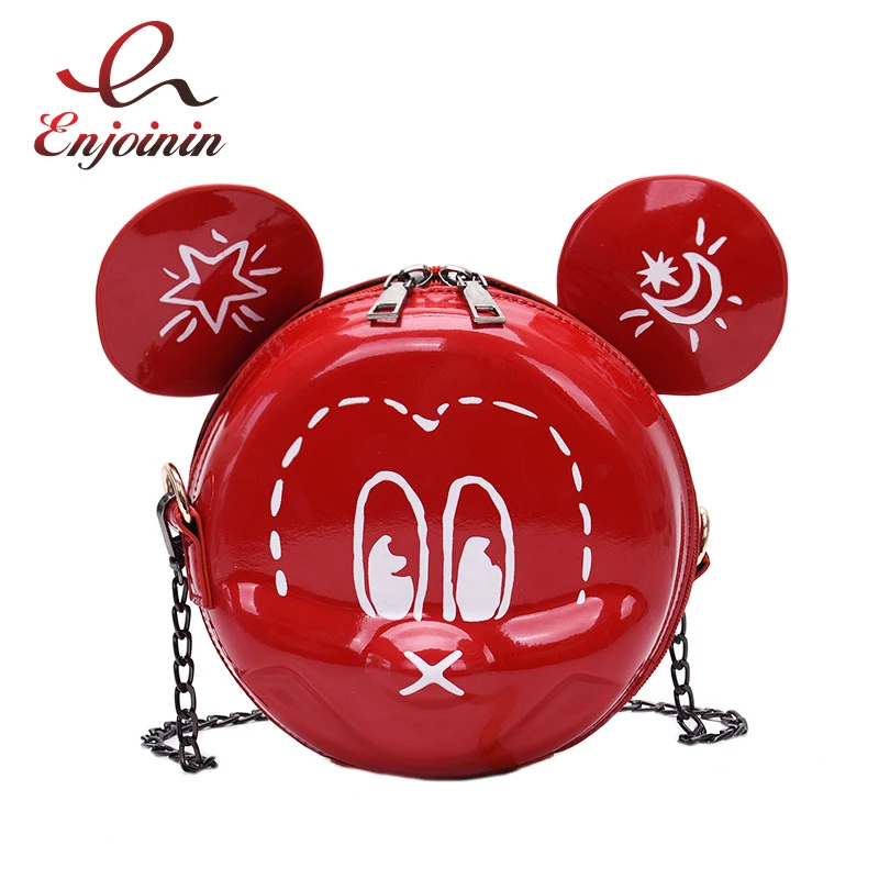

Cute Cartoon Design Round Style Pu Female Chain Purse Pu Leather Crossbody Mini Bag For Women Shoulder bag Bolsa Casual Totes