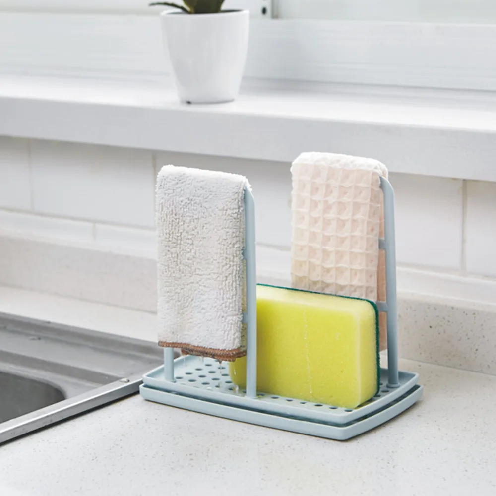 Dish Cloths Drain Rack Clean Sponge Holder Rag Kitchen Shelf household