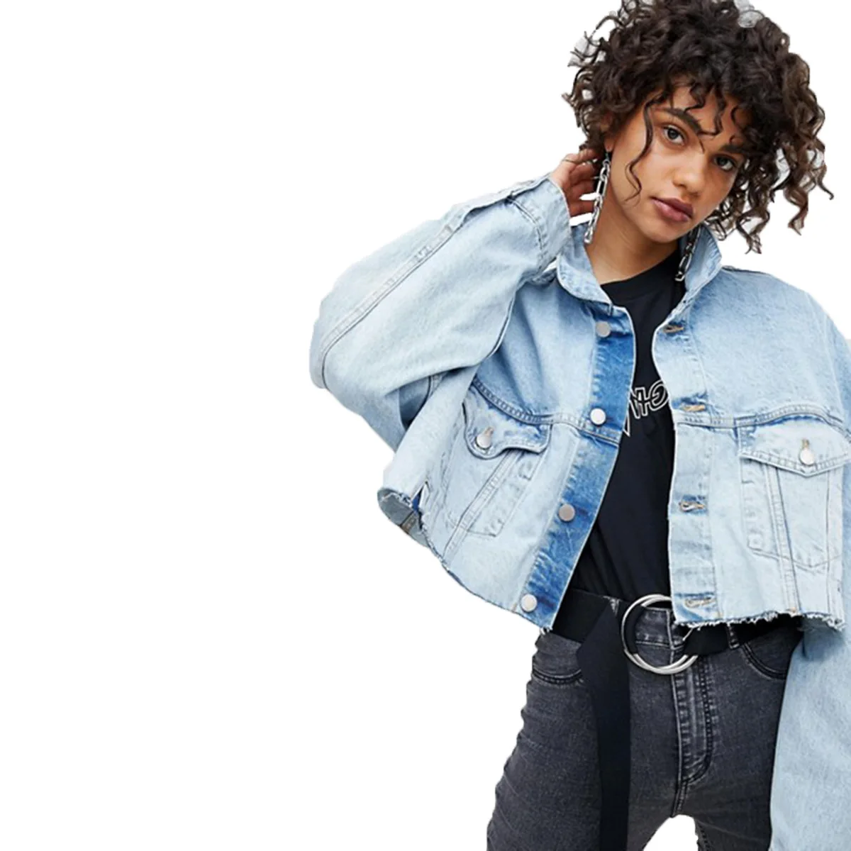 

Simple Street College Wind Short Box Type Straight Barrel Wash Hem Scrub Cowboy Coat Women 2019 Fashion Coats and Jackets Women