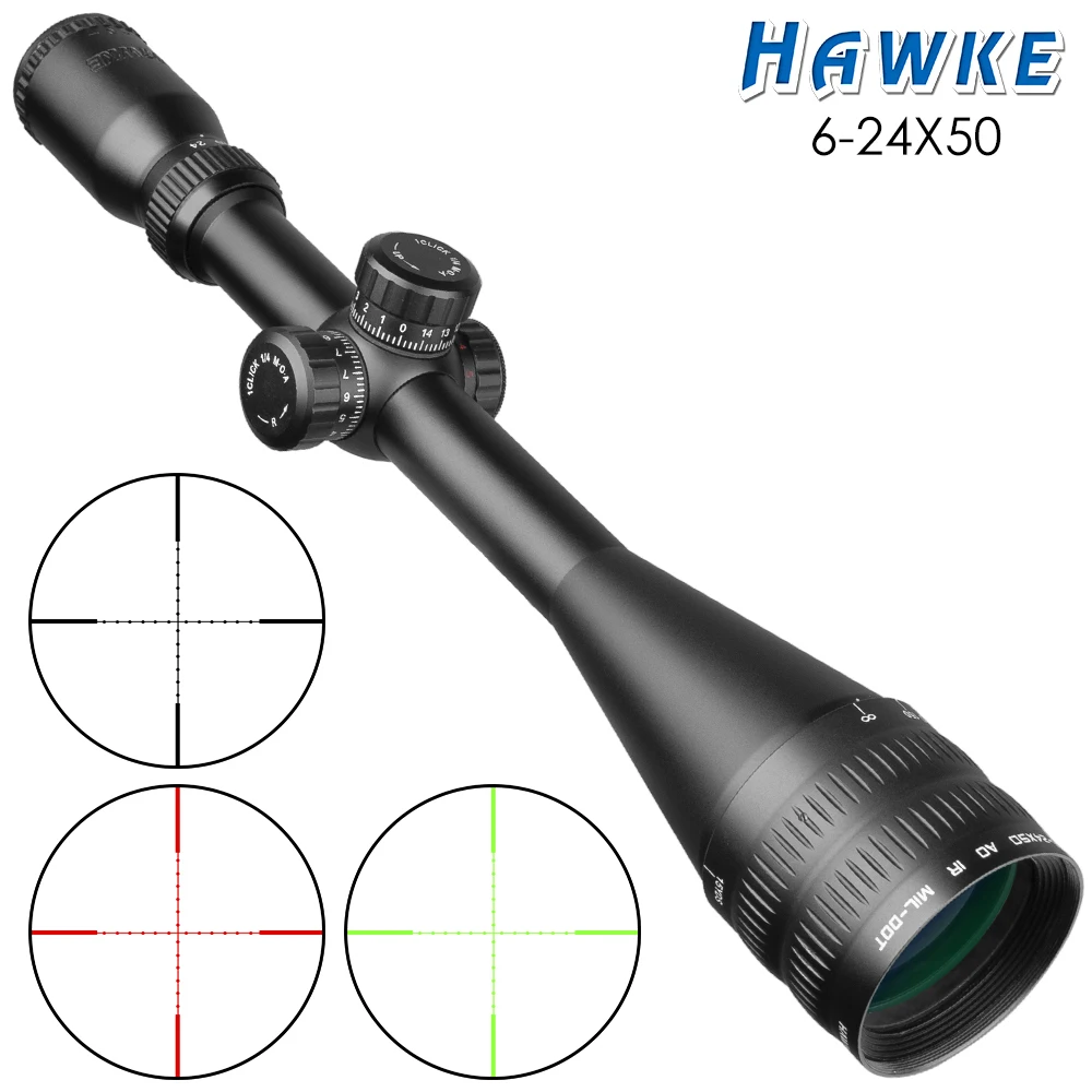 

Hawke 6-24X50 Scopes Tactical AOIR Hunting Riflescopes Red Green Cross Illuminated Optic Sight Reticle Scope Sniper Rifle Scope