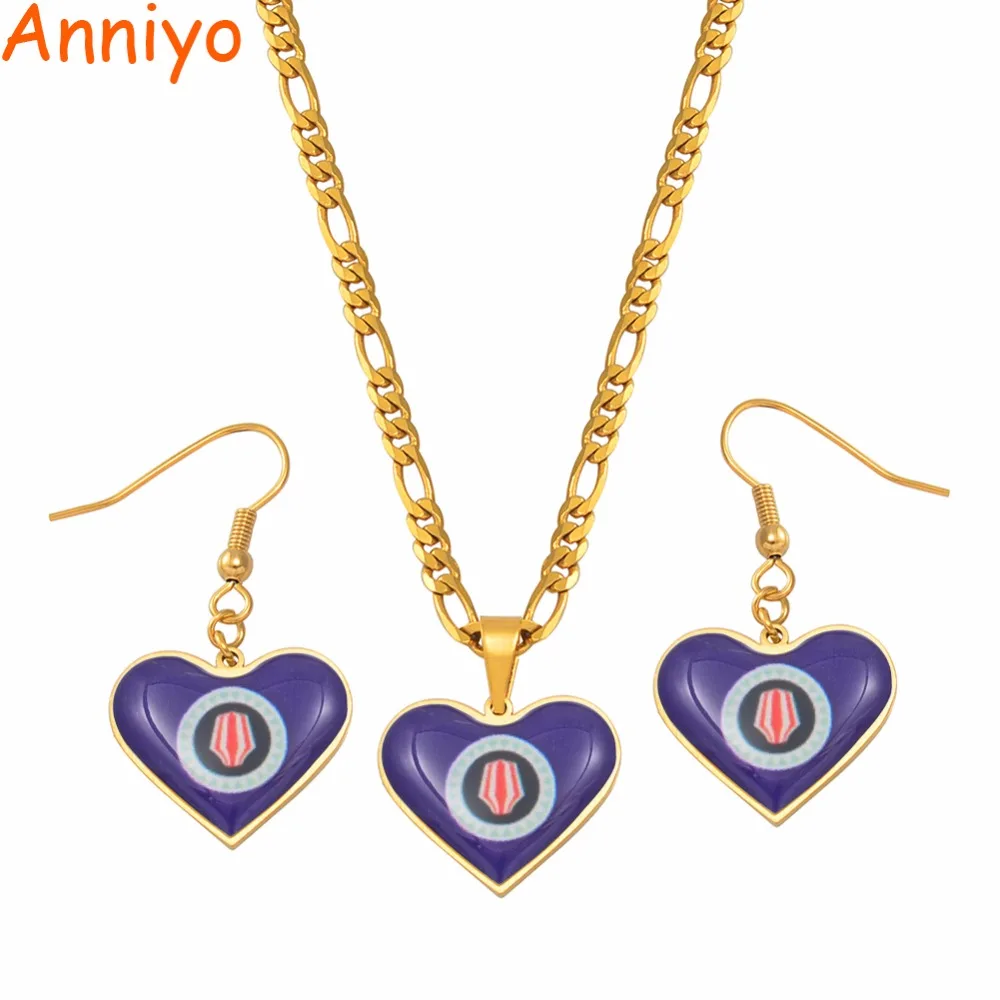 

Anniyo Bougainville Flag Pendant Necklaces Earrings for Women's Girls Papua New Guinea Jewelry PNG Sets