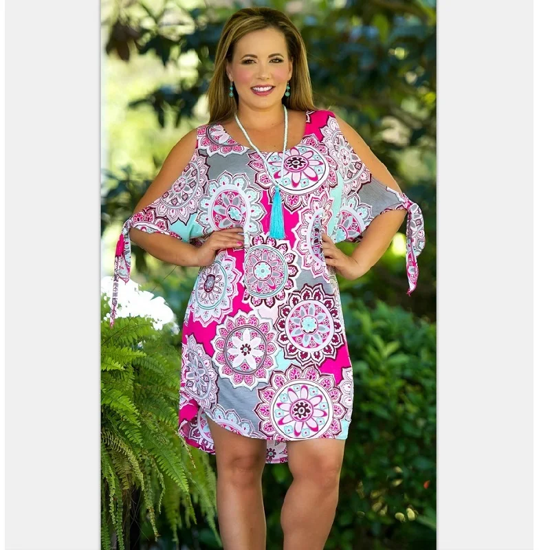 Best selling Women's Summer Dress Large Size 6XL Fashion O neck Slim