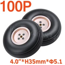 100 шт./лот 4," /102 мм качественные резиновые хвостовые колеса из сплава толщина сердечника ступицы: 35 мм отверстие оси: 5,1 мм для замены самолета RC