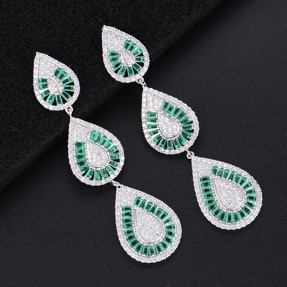 

GODKI 66mm Luxury Water Dro Full Mirco Paved Colorful Cubic Zircon CZ Wedding Women Party Bridal Earring Fashion Jewelry