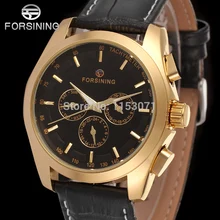 

FSG6625M3G1 new Forsining Automatic men watch factory classic black genuine leather strap free shipping wit gift box