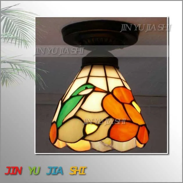 

Large red ceiling lamps Tiffany special offer art lighting living room balcony entrance bar sink Garden Bird