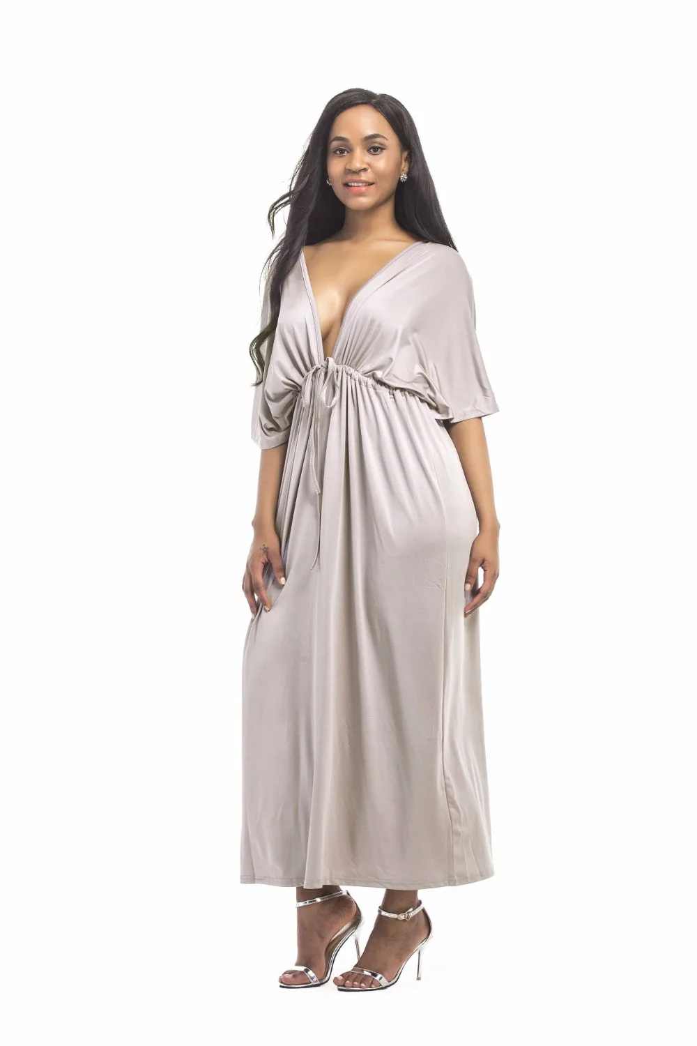 Women Plus Size Casual Long Dress Summer Short Sleeve Loose Women