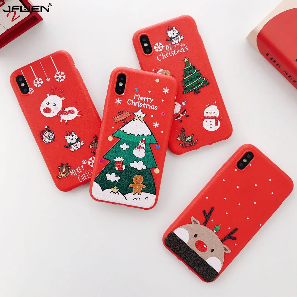 

Christmas Tree Phone Cases For iphone X XS Max XR Case For iphone 8 7 Plus X 6 6S Plus Case Cover Silicone Cute Sant Cute Shell