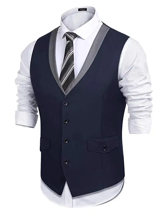 Custom Made Navy Blue Men Suit Vests Slim Fit Formal Waistcoat For Man ...