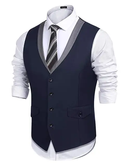 Custom Made Navy Blue Men Suit Vests Slim Fit Formal Waistcoat For Man ...