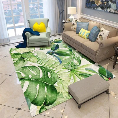 Скандинавские листья зеленые чернила живопись ковер гостиная диван коврик прикроватный коврик для спальни нескользящий бархатный напольный коврик с принтом на заказ - Цвет: 26