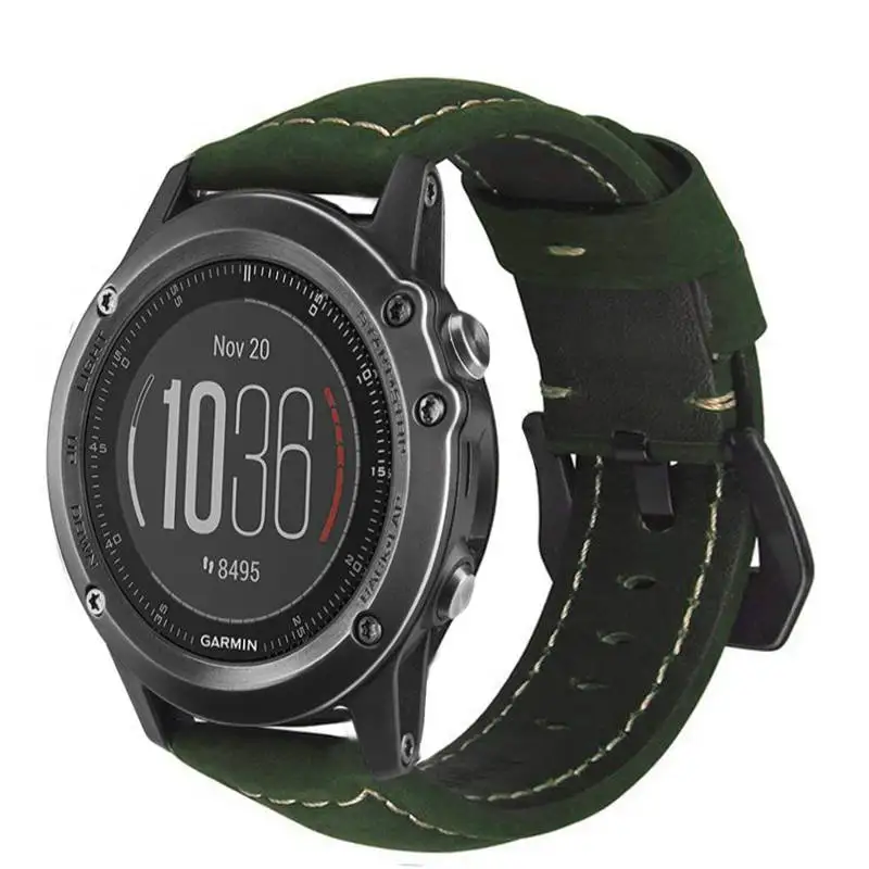 Fenix 6X26 мм ремешок для часов из натуральной кожи с ушками адаптеры для Garmin Fenix 3/3 HR/Quatix 3/Tactix Bravo/Fenix 5X/5X Plus