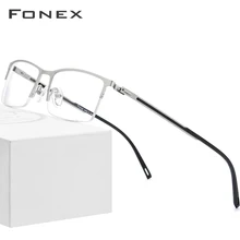 FONEX оправа для очков из сплава, мужские Ультра-светильник, полуквадратные очки для близорукости по рецепту, Новые оптические оправы, очки без винтов