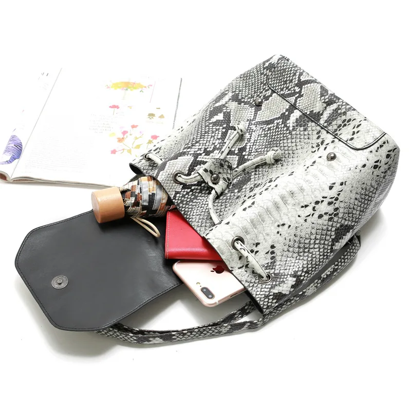 Змеиная кожа PU кожаный женский рюкзак новая женская сумка Feminina Mochila Escola школьный