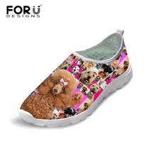 FORUDESIGNS/кроссовки с рисунком собаки; женские летние сетчатые туфли на плоской подошве; модная Женская Легкая удобная обувь; Zapatos