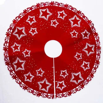 

1 piece 100cm Red Star Non-Woven Christmas Tree Skirt Star Edged Christmas Tree Carpet Tree Cover tapis sapin de noel