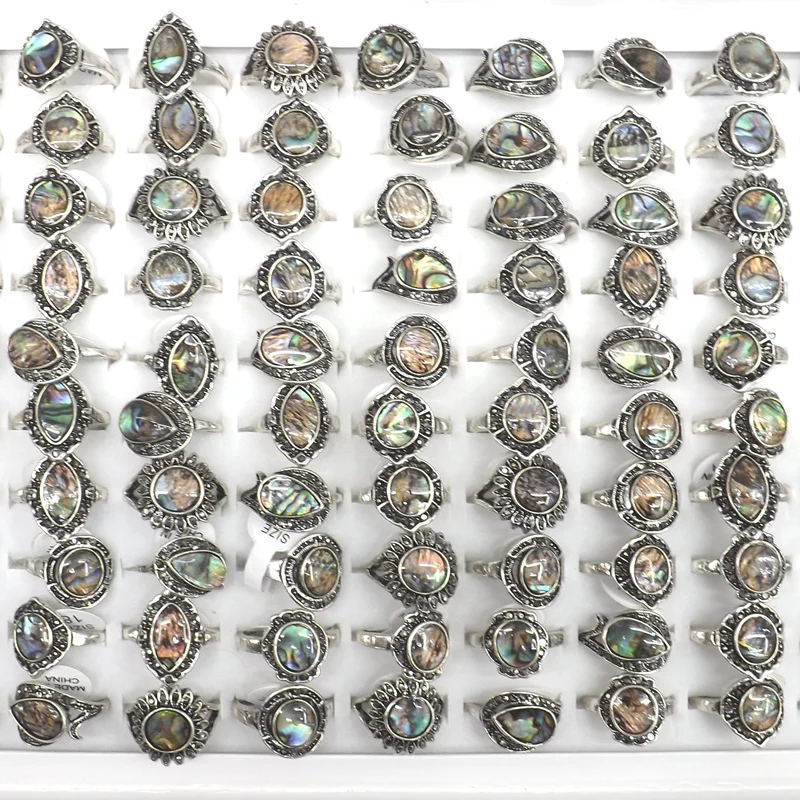 

50pcs/Lot Women's Abalone Shell Rings Factory Direct Price Free Shipping